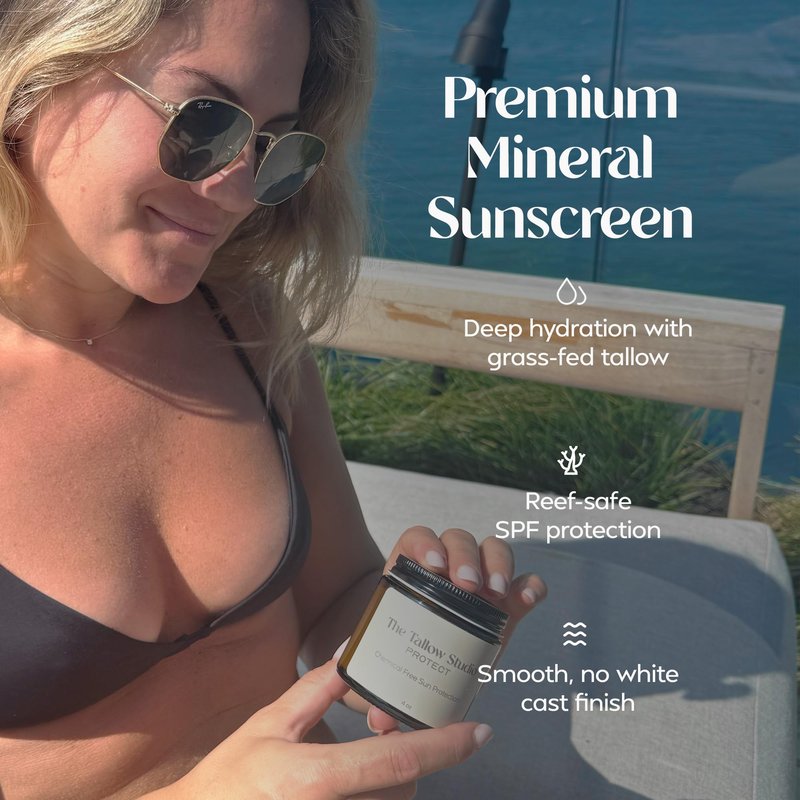 Mineral Sunscreen for Sensitive Skin | Organic Lavender Scent – SPF 30 | Chemical-Free Sun Protection with Grass-Fed Tallow + Non-Nano Zinc Oxide | Non-Greasy, Natural SPF Balm for Face & Body (2oz)