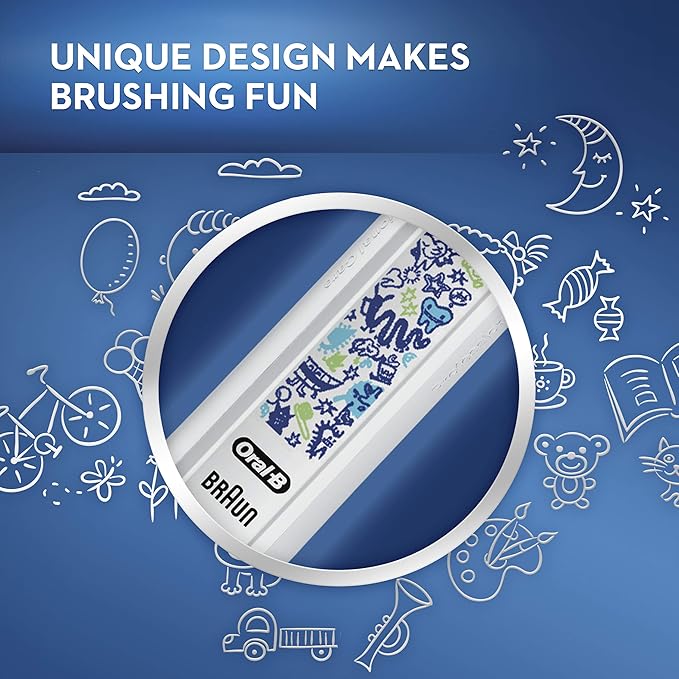 Oral-B Kids Electric Toothbrush with Coaching Pressure Sensor and Timer, Rechargeable Toothbrush with Brush Head, Sparkle & Shine