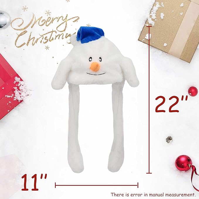 Animal Hat with Ears Moving Jumping Pop Up Beating Hat Plush Holiday Cosplay Dress Up Funny Gift for Kids