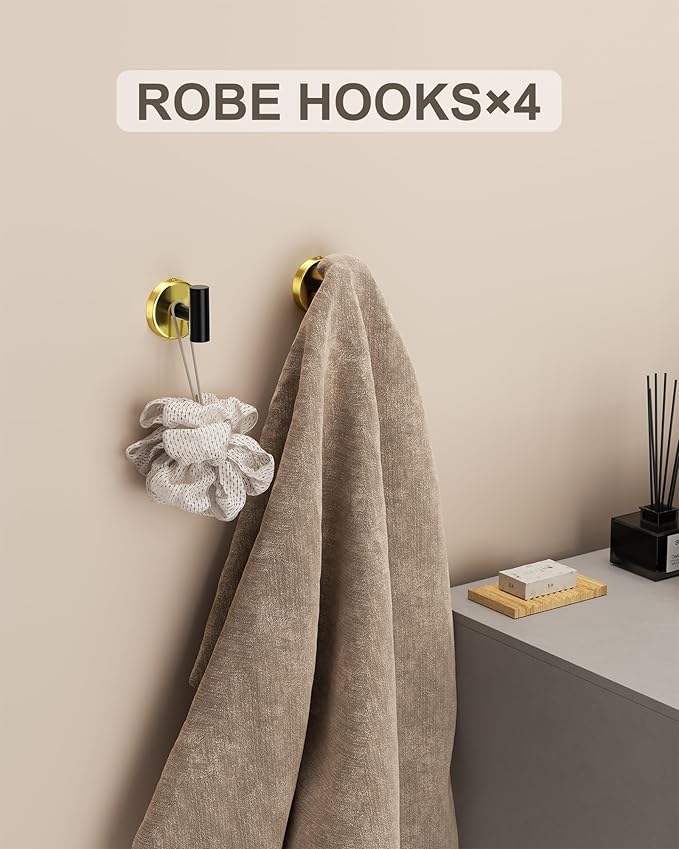Bathroom Hardware Set 10 Pieces,Towel Bar Set Bathroom Accessories with 16'' Towel Bar Towel Ring Toilet Paper Holder and Towel Hooks