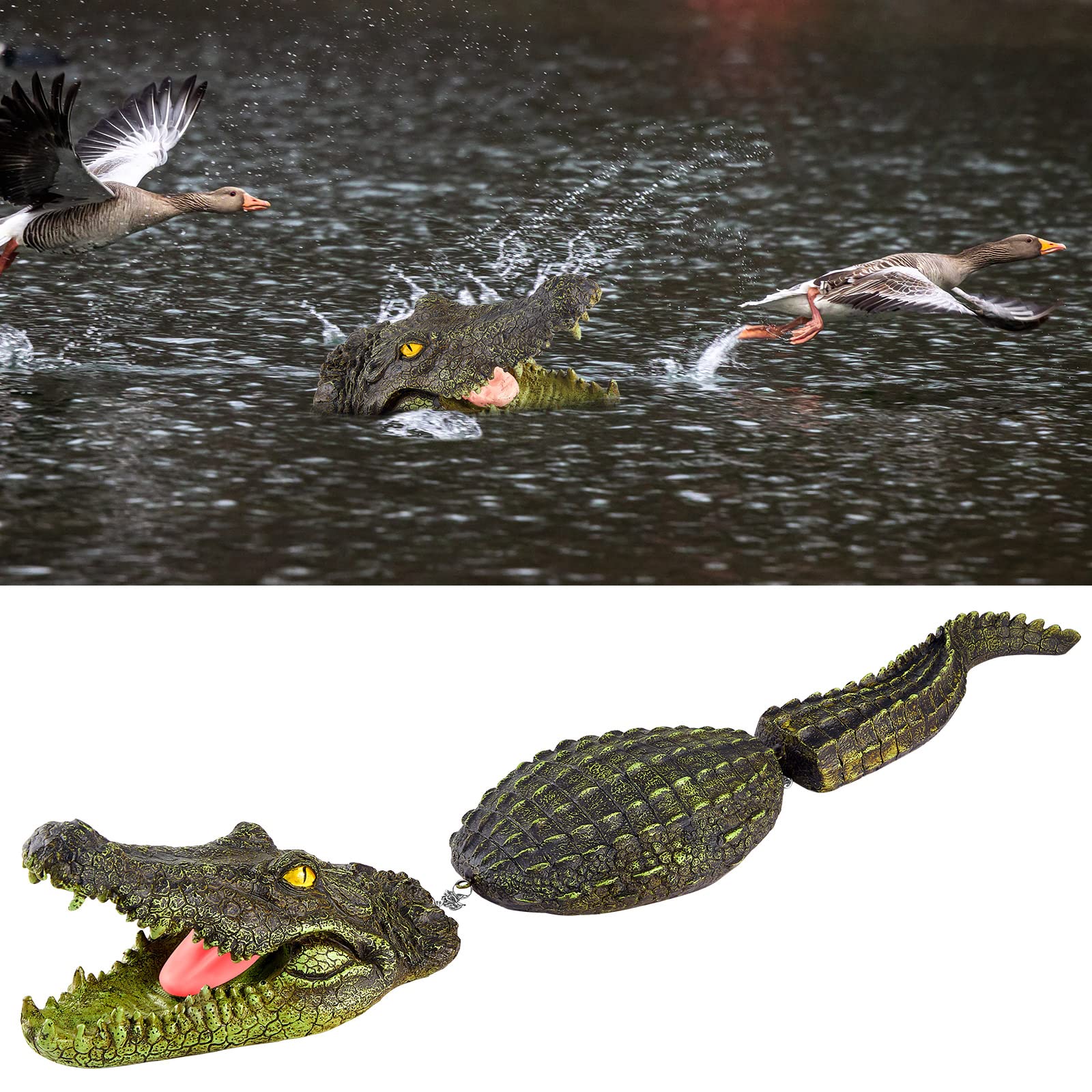 Sotiff 31.5 Inches Floating Alligator Decoy Floating Crocodile Decoy for Pool Fake Alligator Pool Float Statue Garden Animal Figurines Water Pond Decorations for Pond Outdoor Yard, Green