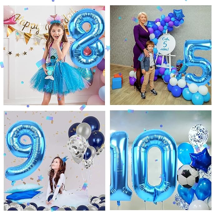 40 inch Blue Number Balloon Giant Foil Helium Balloons Blue Number 9 Balloon for 9th Birthday Party Decorations