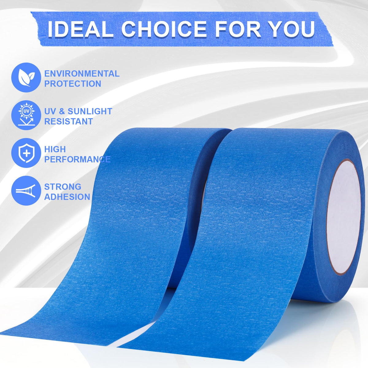 NEOACT 3 Rolls Blue Painters Tape 3 Inches,55 Yards Masking Tape No Residue Blue Tape Wide Roll for Wall Painting,Home Improvement,Packing,DIY Craft Arts