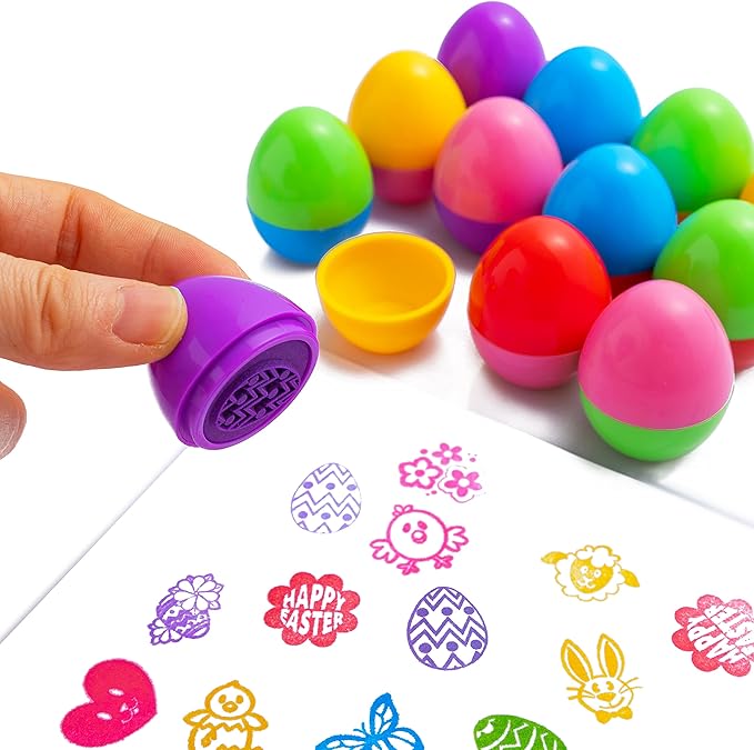 JOYIN 24 Pcs Easter Egg Stampers Toys for Easter Eggs Hunt Game, Basket Stuffers Fillers, Kids Gifts, Party Favor, Self Inking Stamp for Classroom Prize Supplies