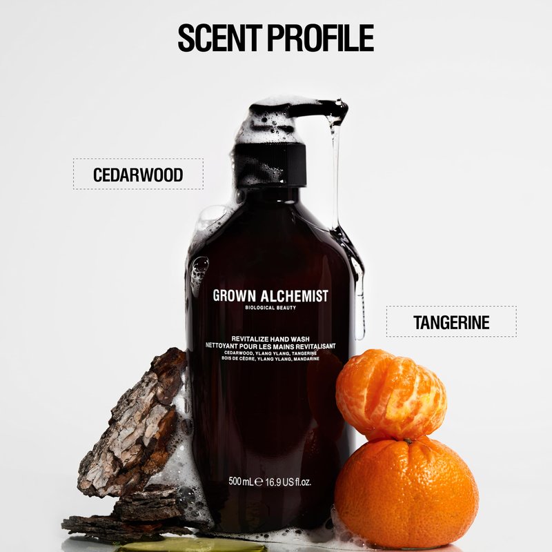 Grown Alchemist Revitalize Hand Wash Refill – Natural Liquid Hand Soap with Ylang Ylang, Tangerine & Cedarwood – Gentle, Hydrating Kitchen & Bathroom Soap, Botanical Cleanser for Sensitive Skin, 1L