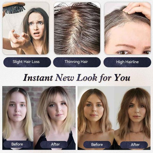 starluck Hair Toppers for Women Real Human Hair No Bangs 3.5"*4"Hand-Tied Swiss Lace Base 12in 100% Remy HumanHair Topper for Women with ThinningHair(T4/27/4#)