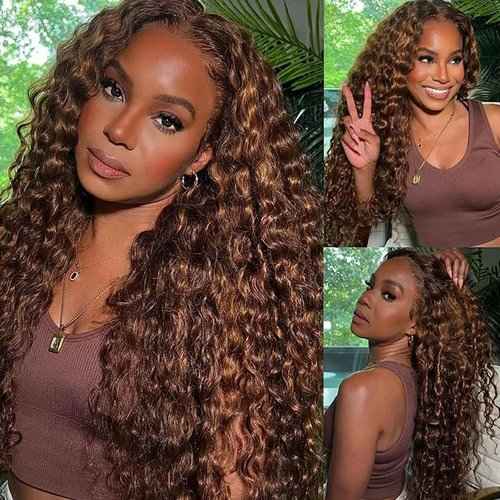 Condescension Human Hair Bundles 18 20 22 Inch Chocolate Brown Highlight P4/30 Jerry Curly Bundles Human Hair Unprocessed Brazilian Virgin Quick Weave Hair for Black Women