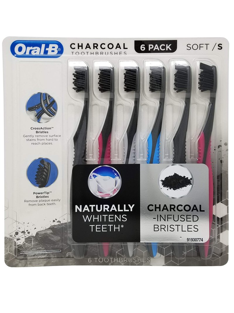 Oral-B Charcoal Toothbrush, Soft (Pack of 6)