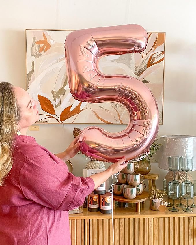 Rose Gold Number 0 Balloon 40 Inch, 0 Balloon Numberfor 10th 20th 30th 40th 50th 60th Birthday Decorations, Rose Gold Party Supplies for Men Women