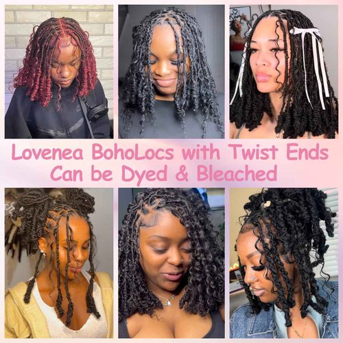Lovenea 0.6 cm Human Hair Dreadlocks with Twist Ends 8 inch 30 Strands Boholocs Human Hair Handmade Dreadlock Extensions Natural Black Color Can Be Dyed Bleached Curled(1B#, 8 Inch-30 Strands)