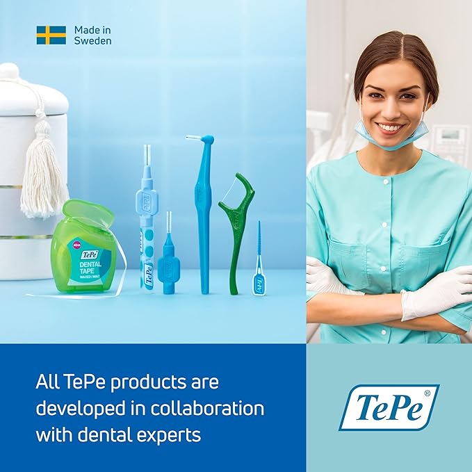 TePe Interdental Brush Original, Soft Dental Brush for Teeth Cleaning, Pack of 6, 0.7 mm, Medium Gaps, Yellow, Size 4