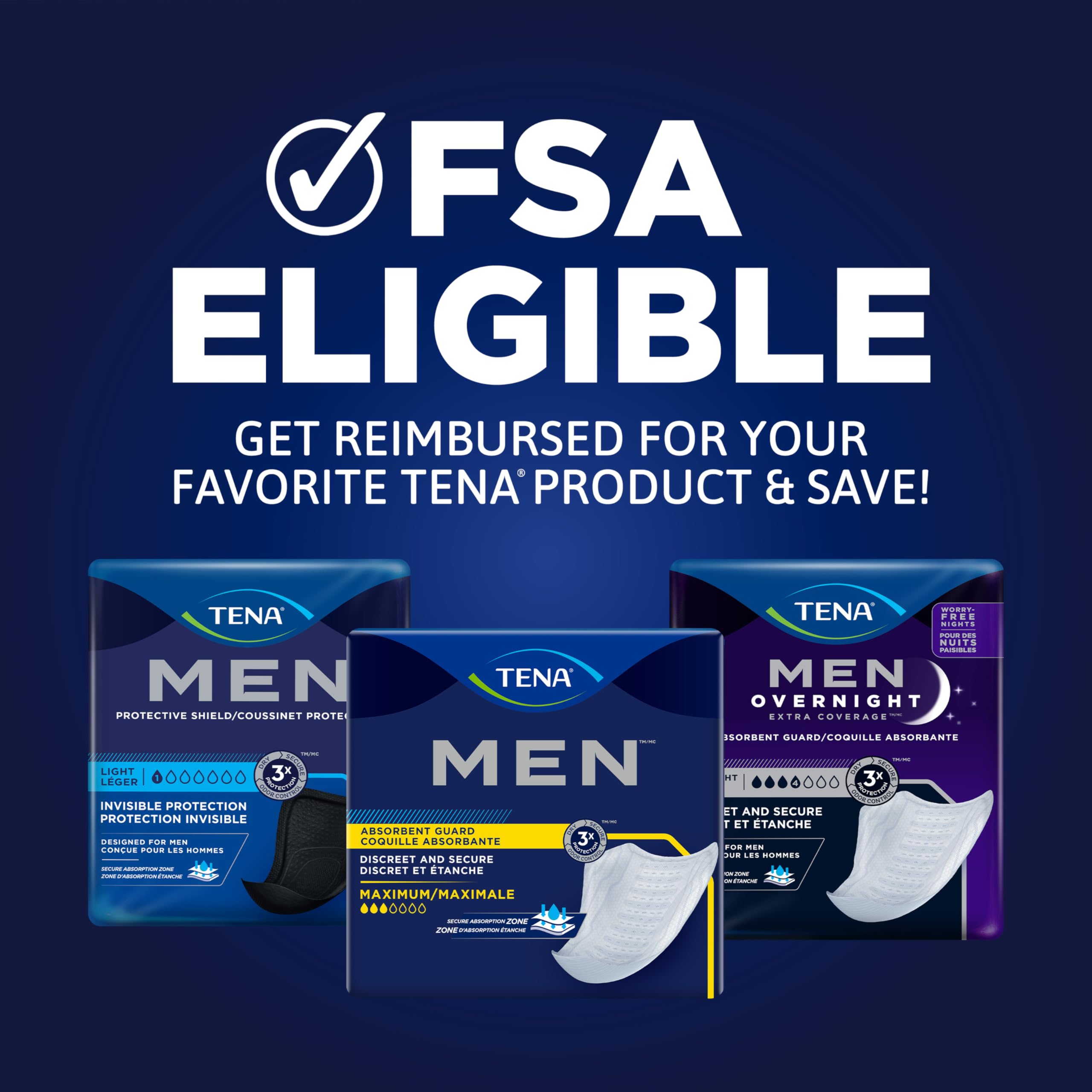 TENA Men Incontinence Guards for Men, Men's Pads, Bladder Control, Maximum Absorbency, 144 Count