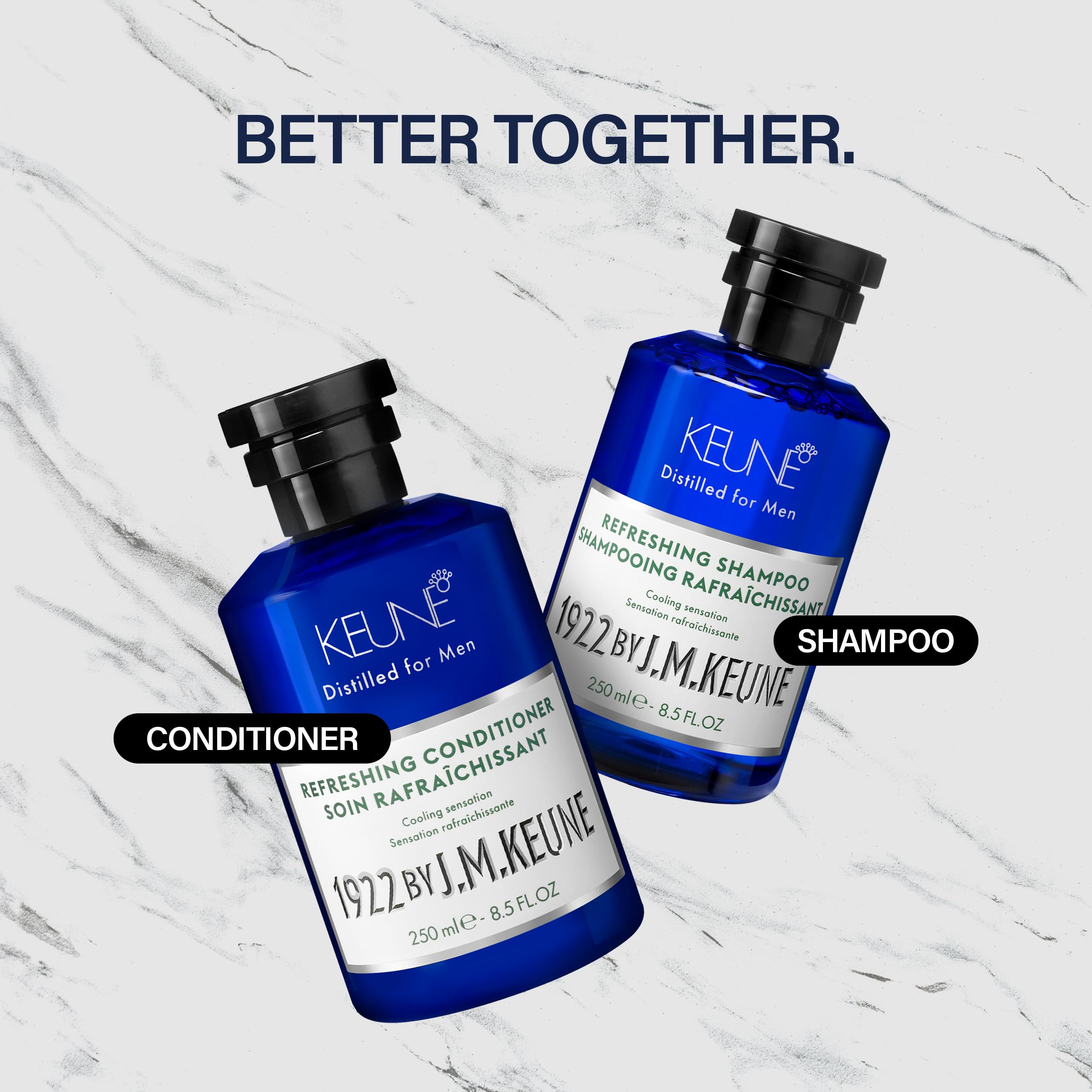1922 by J.M. Keune Refreshing Shampoo, Men's Cooling Shampoo with Peppermint, Menthol and Creatine, Invigorating Daily Cleanser for All Hair Types, 8.5 Fl Oz