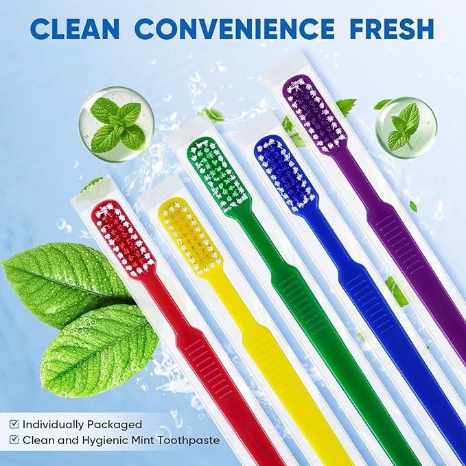 Navona 150 PCS Prepasted Disposable Toothbrushes with Toothpaste, Premium Bulk Toothbrushes Individually Wrapped, Single Use Bulk Toothbrush for Travel, Guests, Hotel, Camping