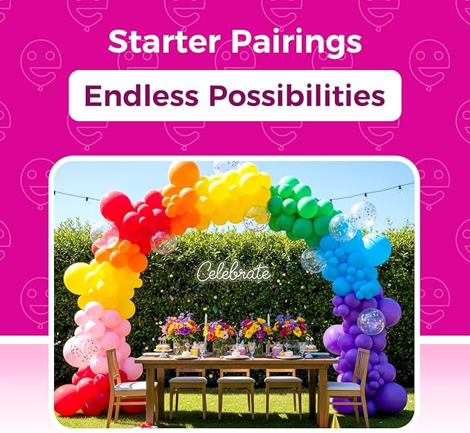 Bezente Assorted Rainbow Latex Balloons, 200 Pack 12 inch Round Helium Bright Color Balloons for Birthday Bridal Shower Wedding Party Decorations