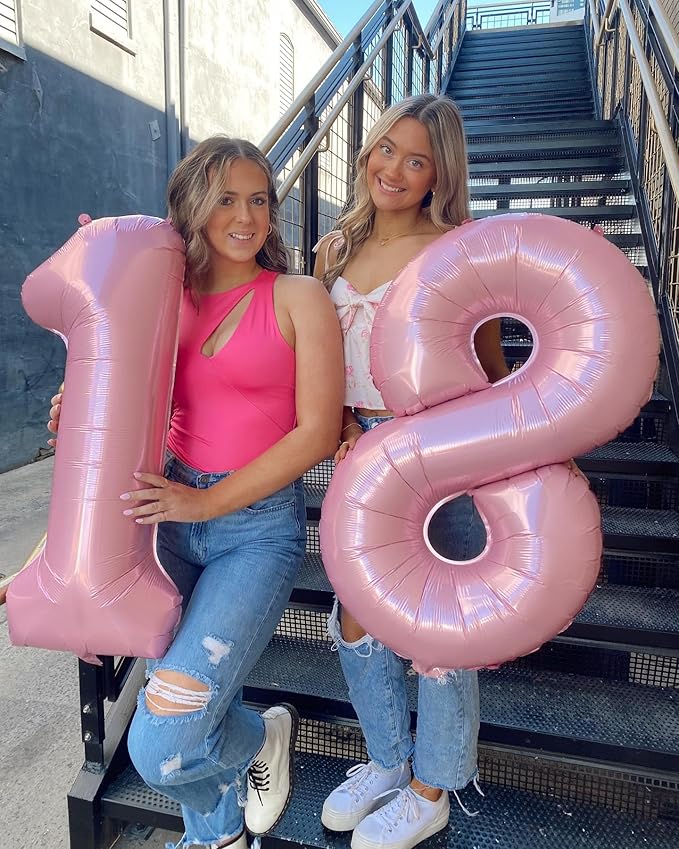 Pearlescent Pink Number 8 Balloon 40 Inch, 8 Balloon Number, 8th Birthday Decorations, Pearlescent Pink Party Supplies for Boys Girls