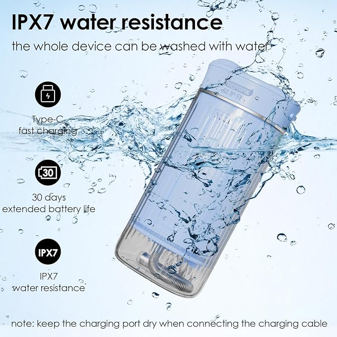 Portable Eco-Friendly Water Flosser 225ML Long-Lasting Endurance Travel Oral Irrigator for Gum Care/Implants/Braces (Blue)