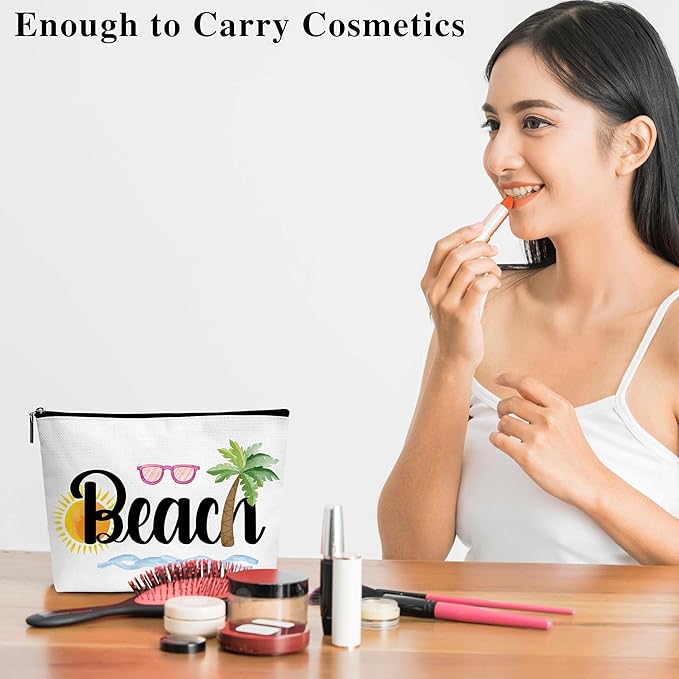 Summer Cosmetic Bag, Cruise Gift Makeup Bag with Zipper for Toiletry Bag Accessories, Beach Lover Gifts for Women Girls Birthday- B01