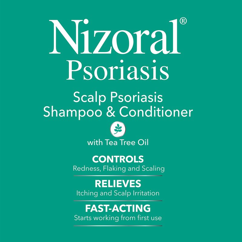 Nizoral Psoriasis Shampoo & Conditioner, 11 Oz, Gentle Scalp Treatment, Relieves Itching, Flaking, Redness, Scaling Effective Scalp Psoriasis Shampoo with Salicylic Acid and Tea Tree Oil (Pack of 2)