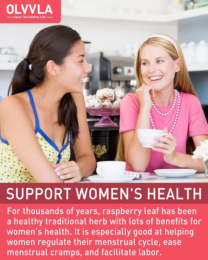 Olvvla - Raspberry Leaf Tea Bags - 1.5g X 50 Count - 100% Pure Red Raspberry Leaf Herbal Tea - Natural Pregnancy Tea - Non-GMO - Caffeine-free - Ease Menstrual Cramp & Support Healthy Pregnancy