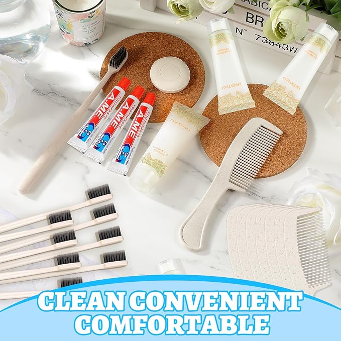 Panitay 30 Pack Travel Toiletry Kit Bulk Disposable Hygiene Kit Homeless Care Charity Supplies Include Toothbrush Toothpaste Comb Soap for Men Women Travel Homeless Charity