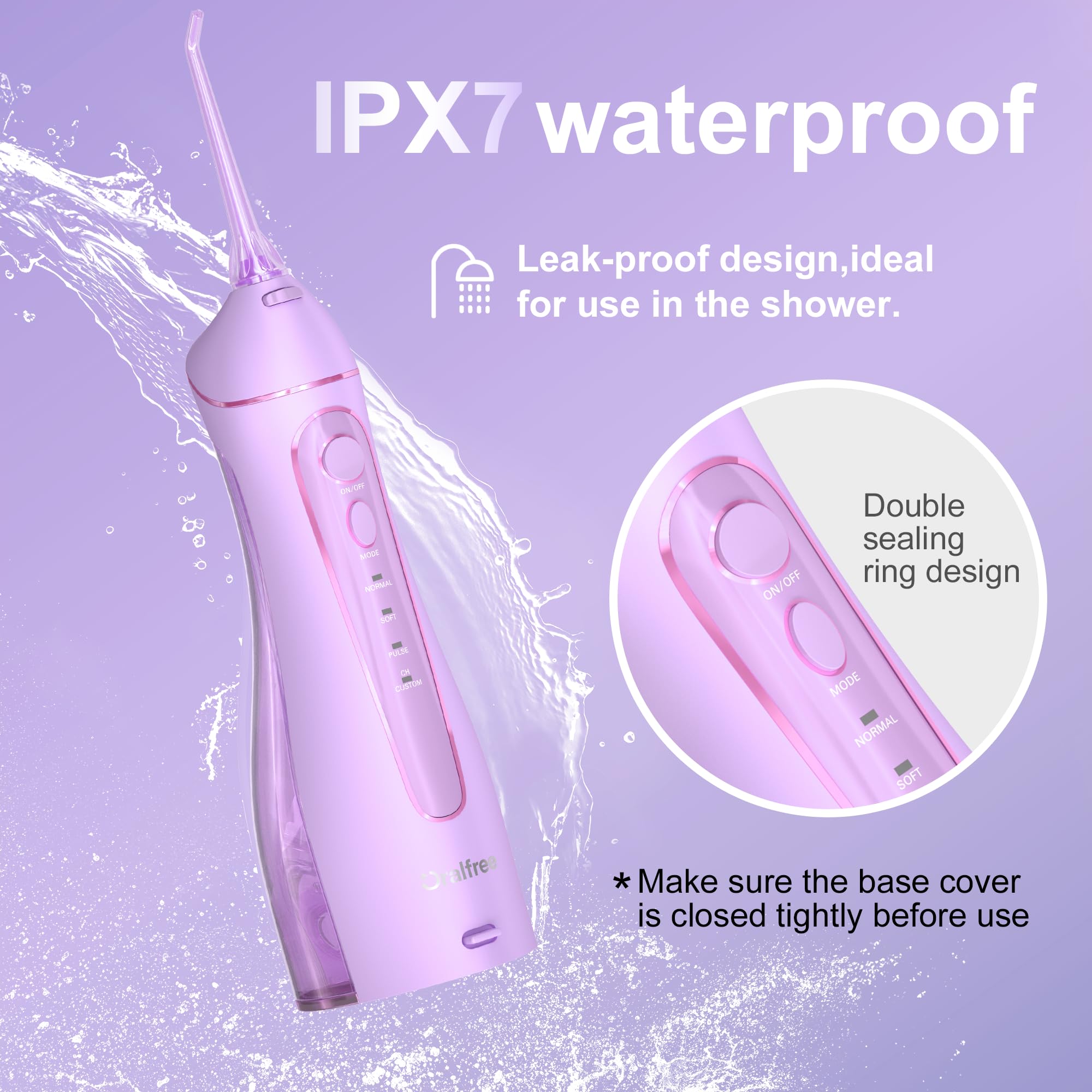 Oralfree Water Dental flosser Teeth Picks - Braces Cordless Oral Irrigator Portable Rechargeable Travel Irrigation Cleaner IPX7 Waterproof Electric Professional Flossing Teeth Cleaning for Home