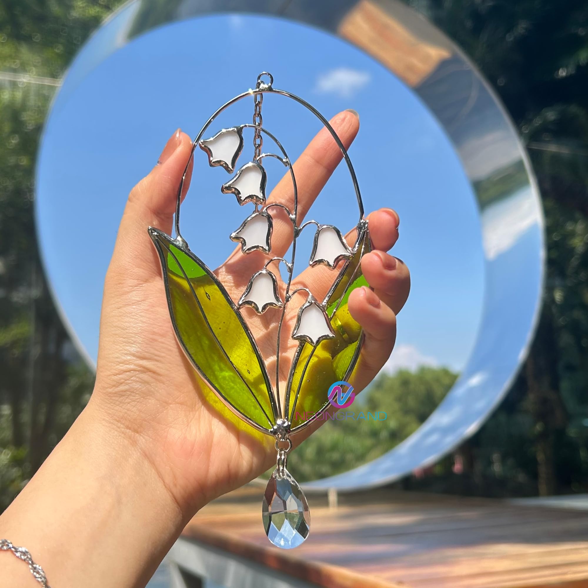 Real Stain Glass Decor Birth Flower Suncatcher Lily of The Valley Suncatcher Lily of the Valley Stained Glass Window Hanging Plant Room Decor Hanging Plant Lover Gifts Home Gardening Gifts for Women