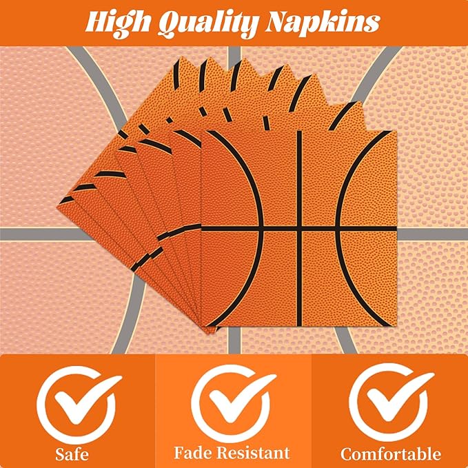 Rakuto March Basketball Party Decorations Tableware, 96PCS Let the Madnes Begin Disposable Paper Plates Napkins Decoration, Ball Sports Theme Birthday Forks Decor for Kids Boys Supplies Serve 24