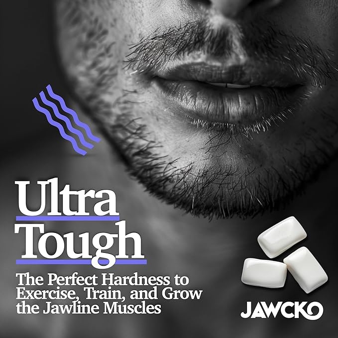JAWCKO Ultra-tough Jawline Chewing Gum | Get a Stronger, Squarer Jawline | Juiced Acai Jaw Training Hard Gum | Chisel, Sculpt, Tone your Jaw | 15X Hardness | Facial Fitness Mewing Gum | 40 Pieces/Pack