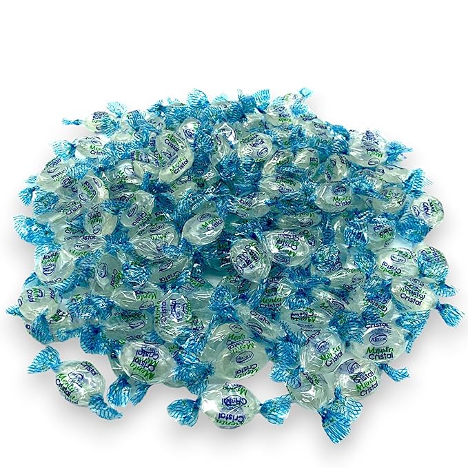 Crystal Mint Candies-1.5 lbs-Individually Wrapped Gourmet Blue Tint Hard Candy Mints for a Cool Refreshing Taste-Perfect After Dinner Mint(24 oz)