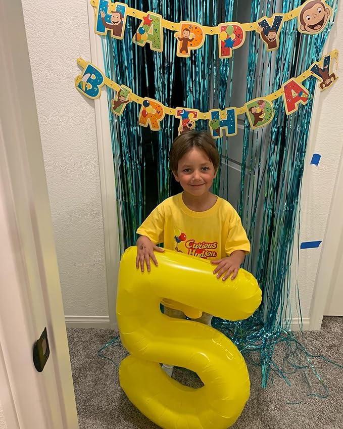 Yellow Number 5 Balloon 40 Inch, 5 Balloon Number, 5th Birthday Decorations, Yellow Party Supplies for Boys Girls