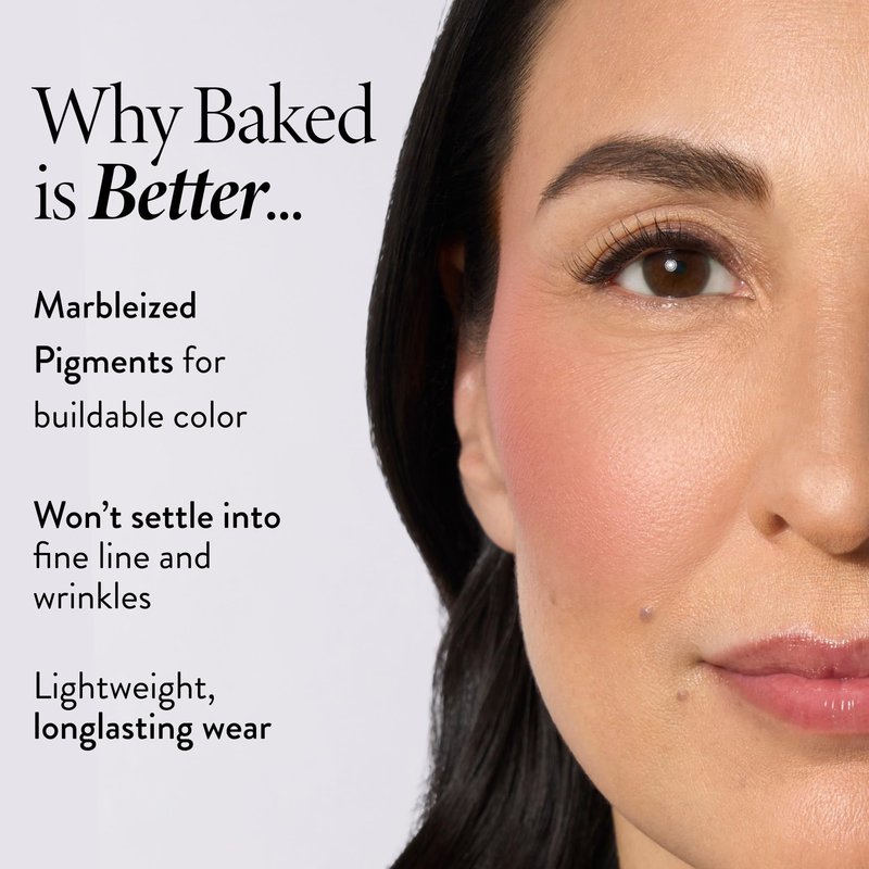 LAURA GELLER NEW YORK Baked Blush-n-Brighten for Mature Skin - 01 Pink Buttercream- Powder Blush Won't Settle into Fine Lines - Buildable Natural Finish – Longlasting Formula - Made in Italy