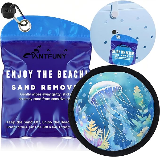Antfuny Sand Remover for Beach Family Women Wipe Off Mitt Duster Cup Holder Game Toy Cruise Ship Accessories Summer Vacation Must Have Hawaii Trip Essential Honeymoon Gift Towel