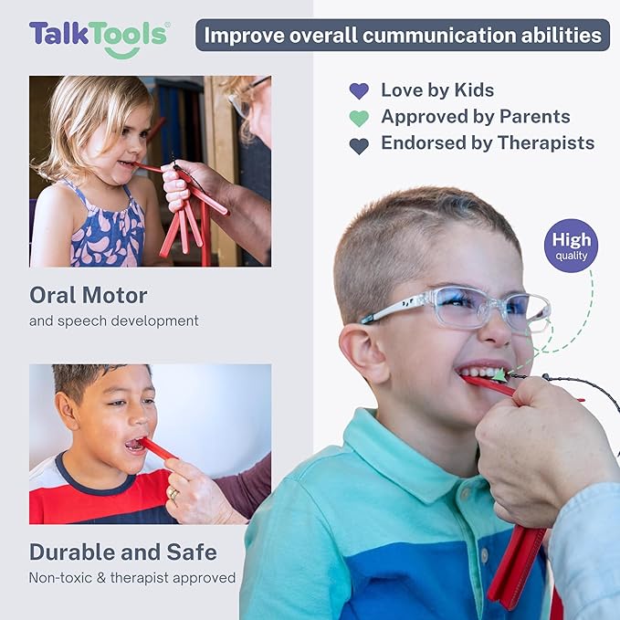 TalkTools Dental Bite Blocks | Therapy Tools to Improve Chewing and Biting Dental Bite Blocks Oral Opener Mouth Prop Dental Bite Blocks Safe for All Ages | Jaw Grading Bite Blocks | Set of 2 - Red