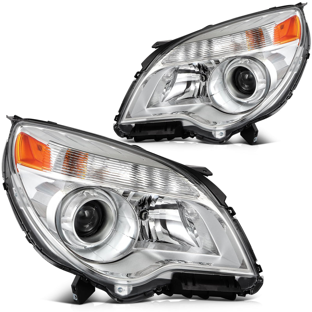 LBRST Headlight Assembly Fit 2010-2015 for Equinox Driver & Passenger Side Headlight Titanium Clear Chrome Housing 20892425 2089