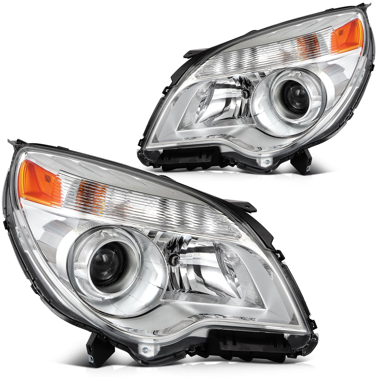 LBRST Headlight Fit 2010-2015 for Equinox Titanium Clear Chrome Housing Pair Headlight Assembly 20892425 20892426