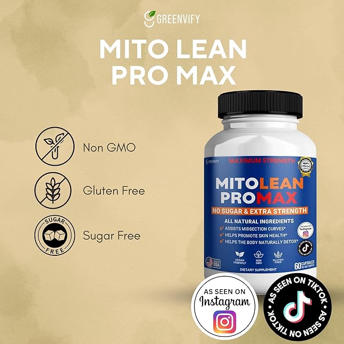 MitoLean ProMax Maximum Strength Supplement, 60 Capsules, All Natural Ingredients, Sugar Free, Vegan, Gluten Free, Made in USA (5)