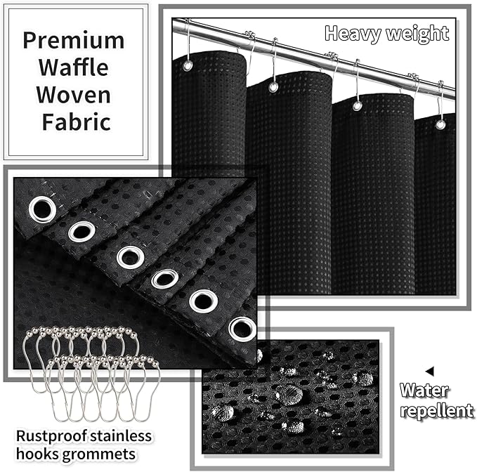 28PC Bathroom Set - Gorgeous Black Bathroom Set, Bathroom Accessory Set, Black Shower Curtain Set with Shower Caddy