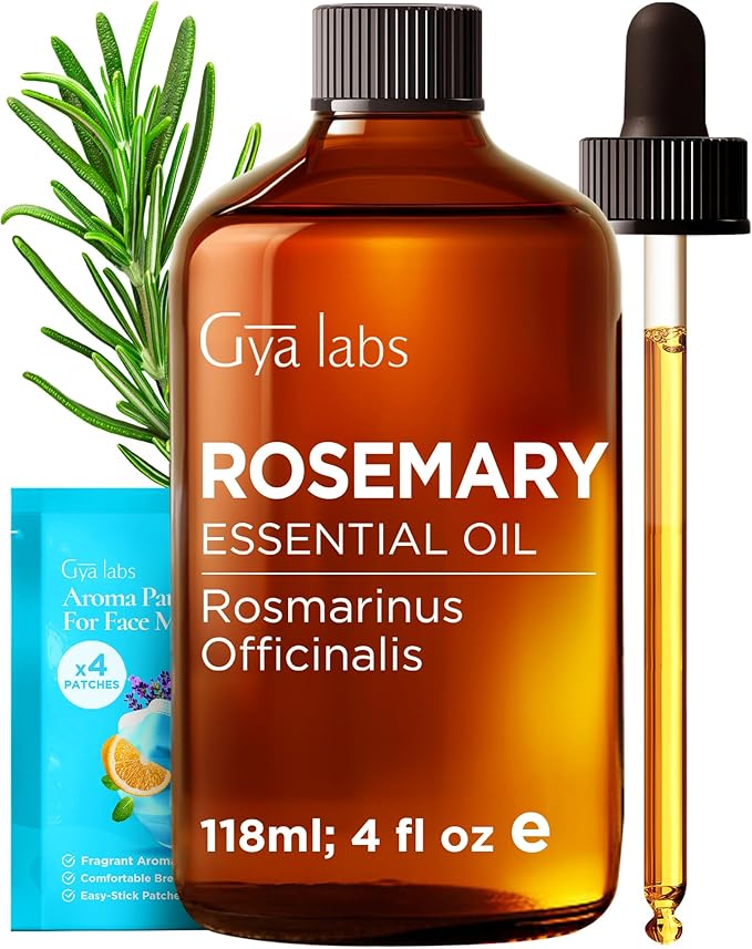 Gya Labs Rosemary Essential Oil - 4 Fl Oz - for Hair, Skin, Diffuser, Aromatherapy & DIY Candle Making Scent