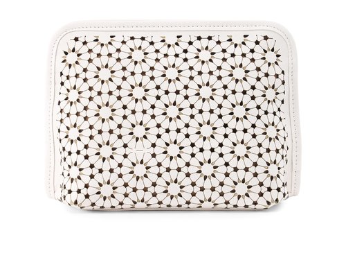 HOBO Womens Beauty Cosmetic Pouch Ecru Daisy Perf One Size One Size