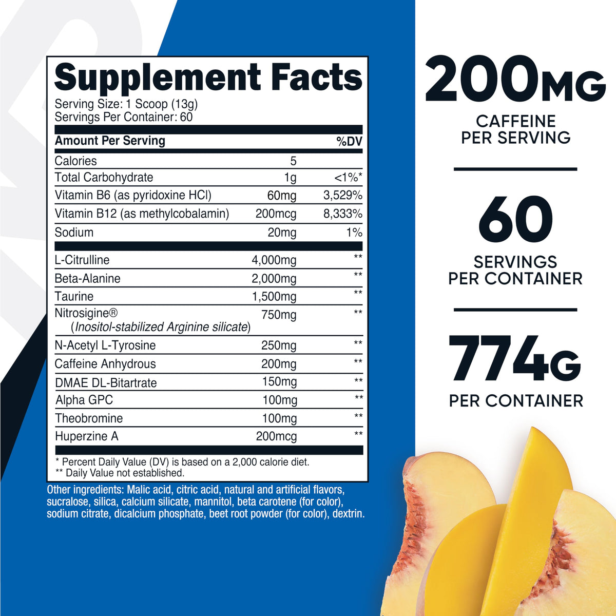 Nutricost Pre-Workout Complex Powder (60 Servings, Peach Mango) - Pre-Workout Supplement with Beta-Alanine, Taurine & Amino Acids