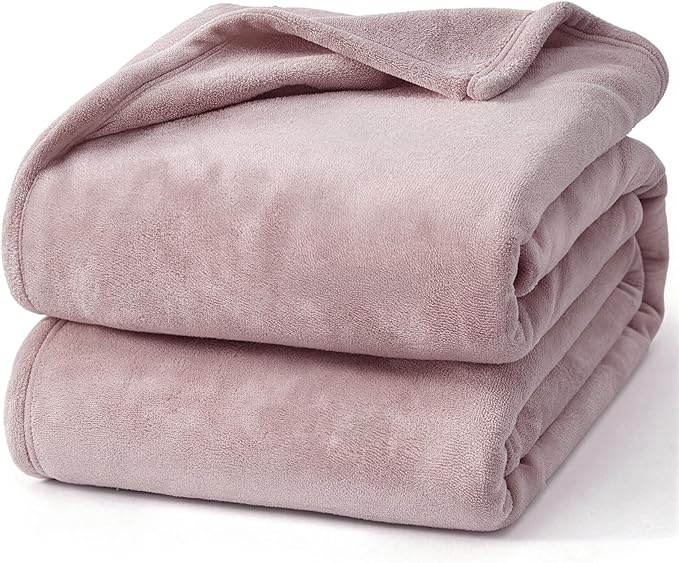 Hansleep Fleece Pink King Blanket, Super Soft Flannel Fuzzy Plush Cozy Blanket for All Seasons, Pink, King 90x108 Inches