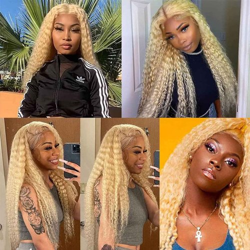 Fabimiya 18 20 22 Inch Bundles Human Hair Blonde 613# Jerry Curly Human Hair Bundles Unprocessed Soft Sewn In Hair with Double Weft for Black Women