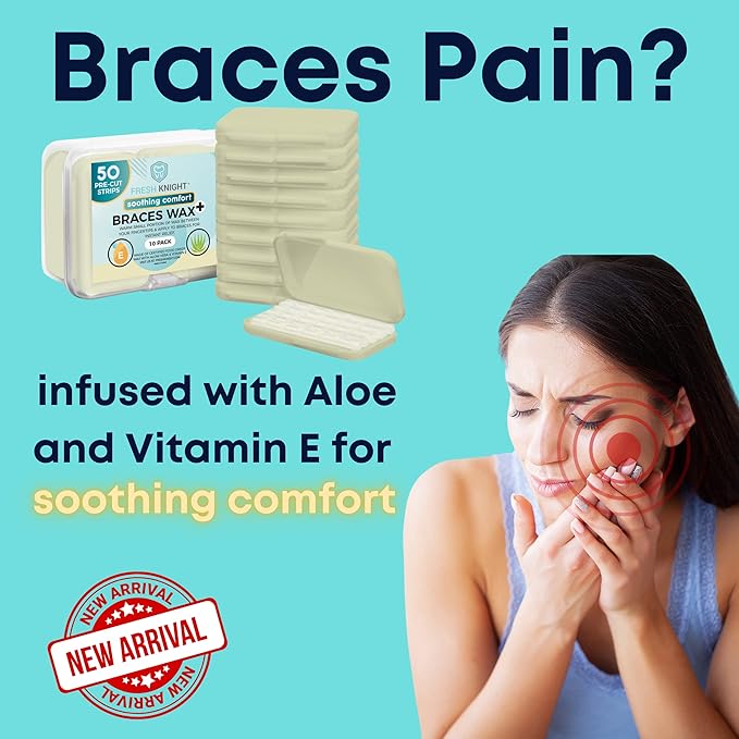 Fresh Knight Braces Wax. Dental Wax for Braces & Aligners - Premium Orthodontic Strips Food Grade (Aloe Green)