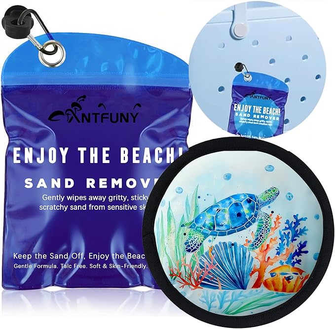 Antfuny Sand Remover for Beach Family Accessories Women Wipe Off Mitt Duster Cup Holder Game Toy Cruise Ship Accessories Summer Vacation Must Have Hawaii Trip Essential Honeymoon Gift Towel