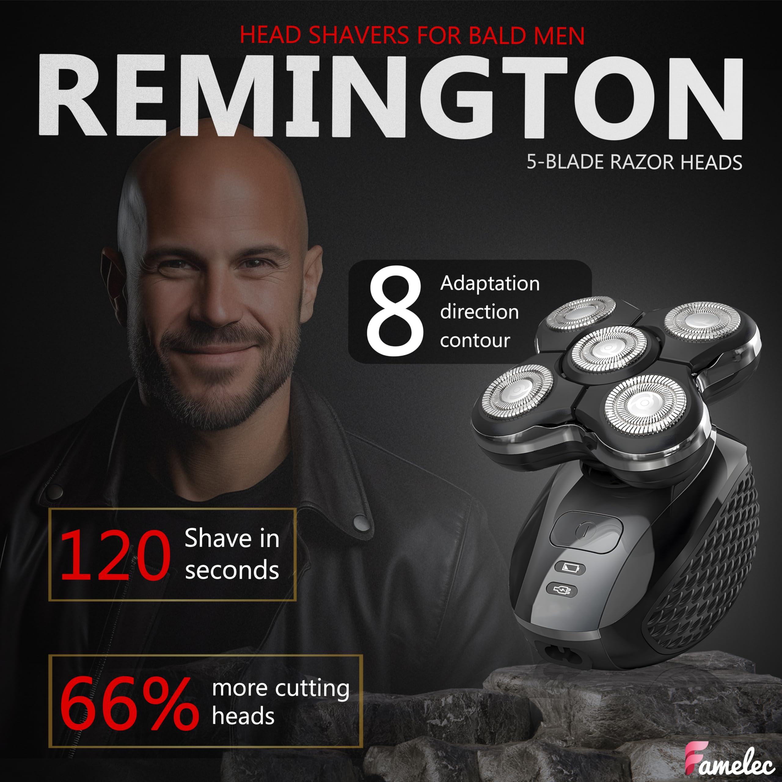 FAMELEC for Remington Balder Pro Head Shaver XR7000, Fit for Remington Balder Pro Replacement Head XR1500 XR1501, Replacement Head Shavers for Bald Men Compatible with Shaver for Men