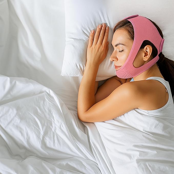 Chin Strap for CPAP Users | Comfortable Mouth Support to Encourage Closed Mouth Positioning Nasal Breathing for Men and Women Who Breathe Through The Mouth During Sleep by PIDOTI (Pink, S-M)