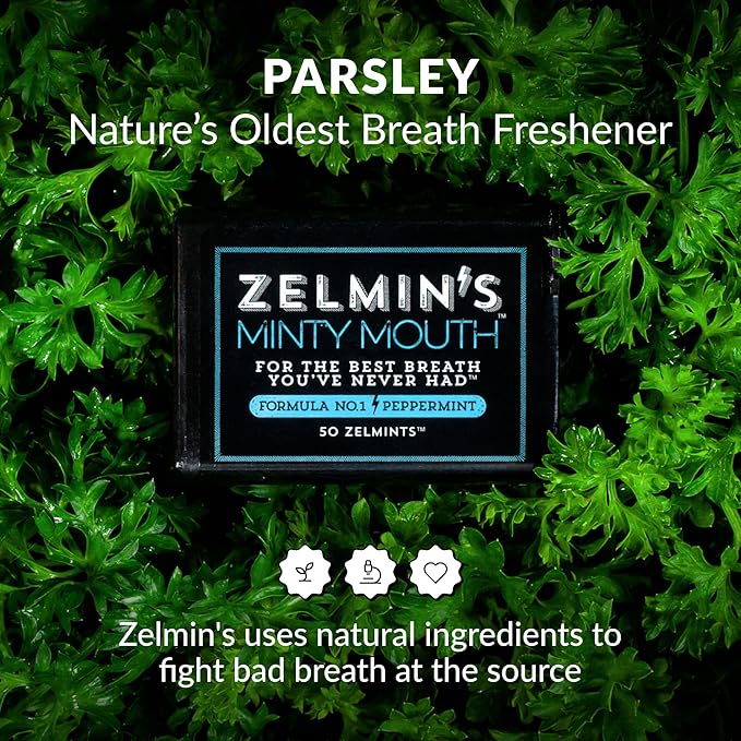 Zelmin's Minty Mouth Breath Freshener - (3 Pack) Long Lasting Bad Breath Treatment for Adults, Instant Freshness Helps with Dry Mouth, Natural Breath Mints for Travel, Alcohol-Free, Keto, Gluten-Free
