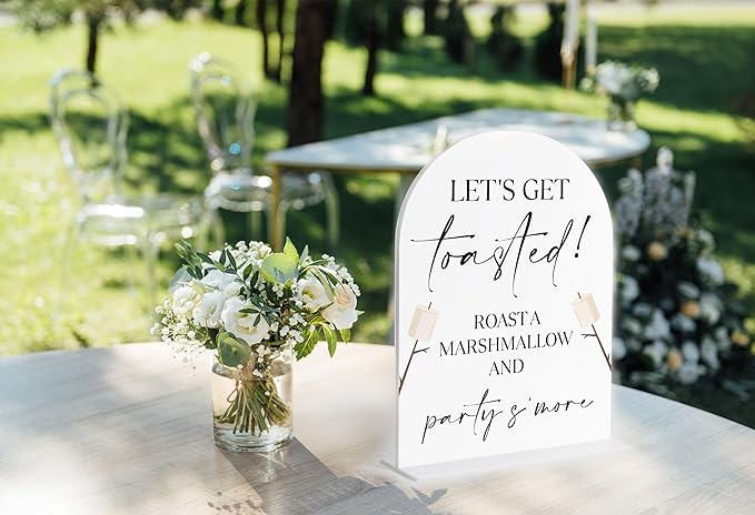 Smores Bar Sign, White Arch Acrylic Wedding Sign, Smores Bar Station for Wedding, Bridal Shower Decor, Engagement Party Decorations, Centerpiece Table Decorations Party for Bride and Groom-2