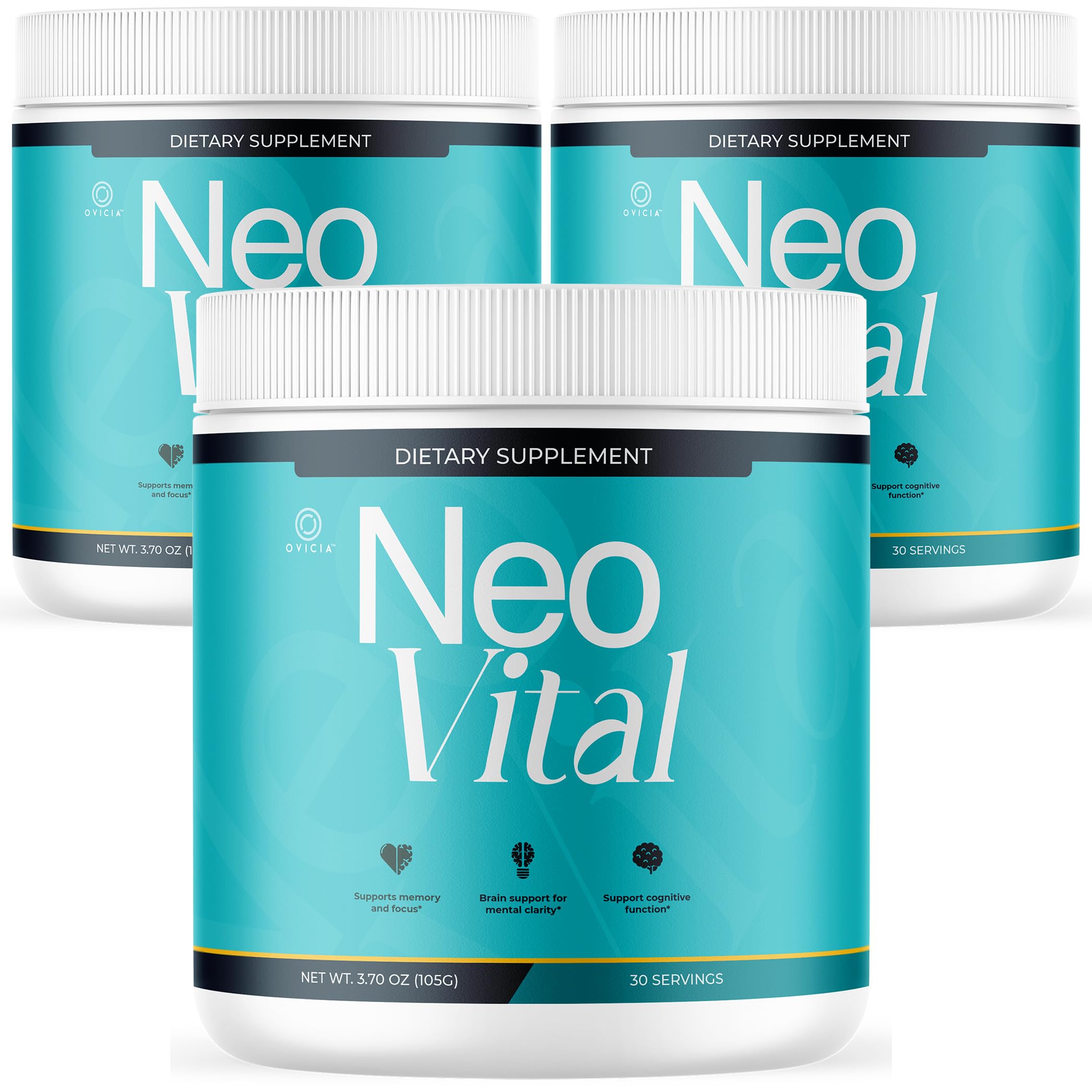 (3 Pack) Neo Vital - Official NeoVital Powder Advanced Premium Formula with All Natural Ingredients Maximum Strength, Neo Vital Memory Powder for Brain Health Wellness, 180 Servings for 3 Months